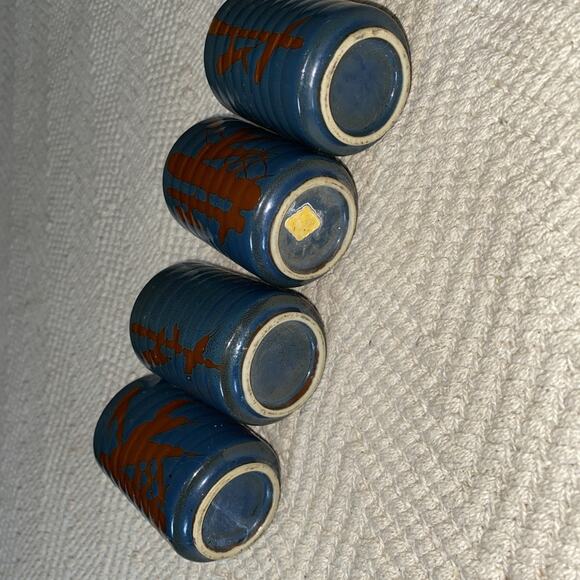 Vintage Otagiri OMC Stoneware Saki Cups Teapot Set of 4 Missing Top - Picture 3 of 12